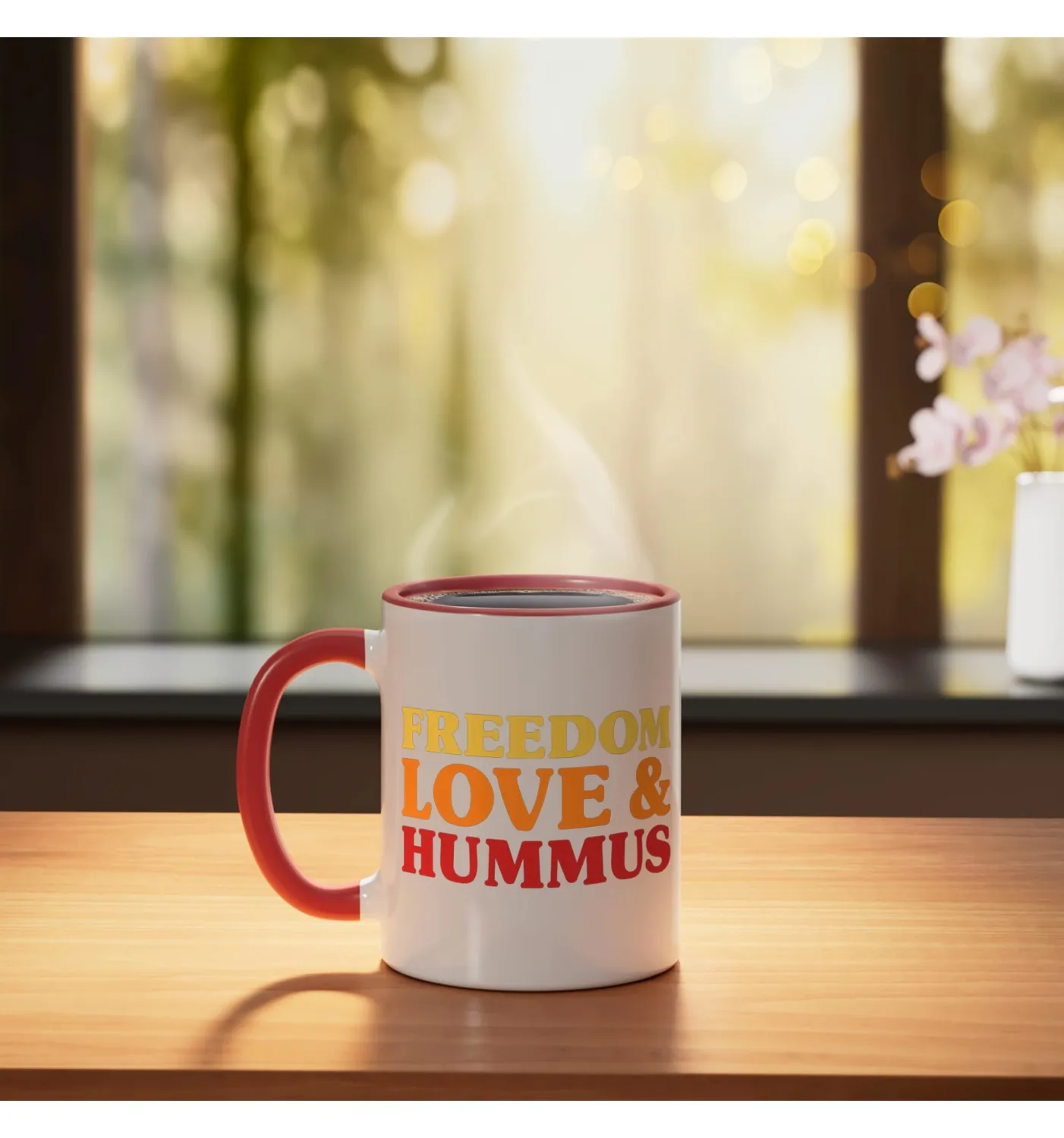 Hummus I Love Hummus Funny Hummus Ceramic Mug, Red/White