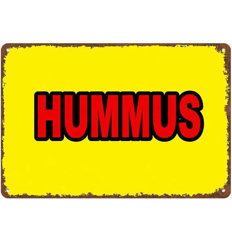 Hummus Word Art 8 x 12 Inch Aluminum Metal Sign