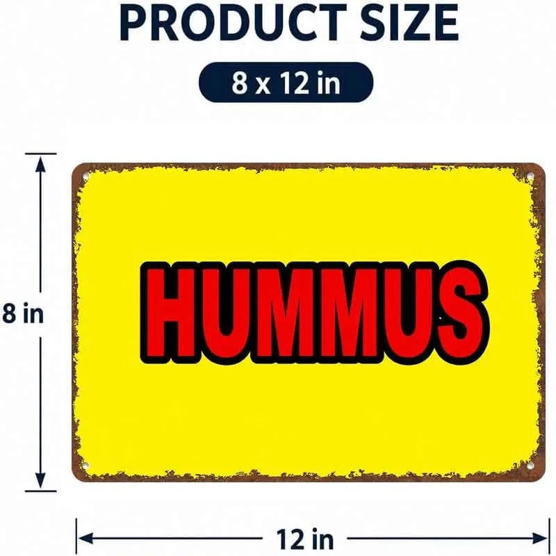 Hummus Word Art 8 x 12 Inch Aluminum Metal Sign