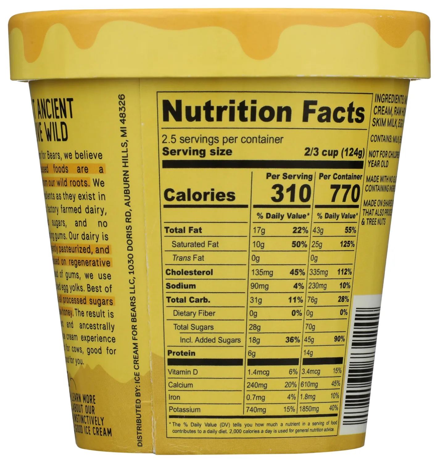 Ice Cream For Bears Frozen Ice Cream Honey Honey, 14 Fl Oz