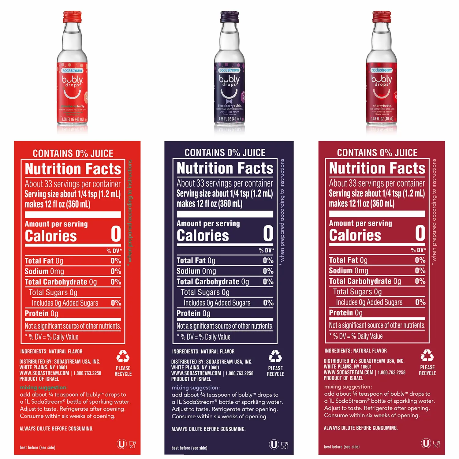 sodastream bubly Drops 3 Flavor Berry Bliss Variety, 4 Fl Oz