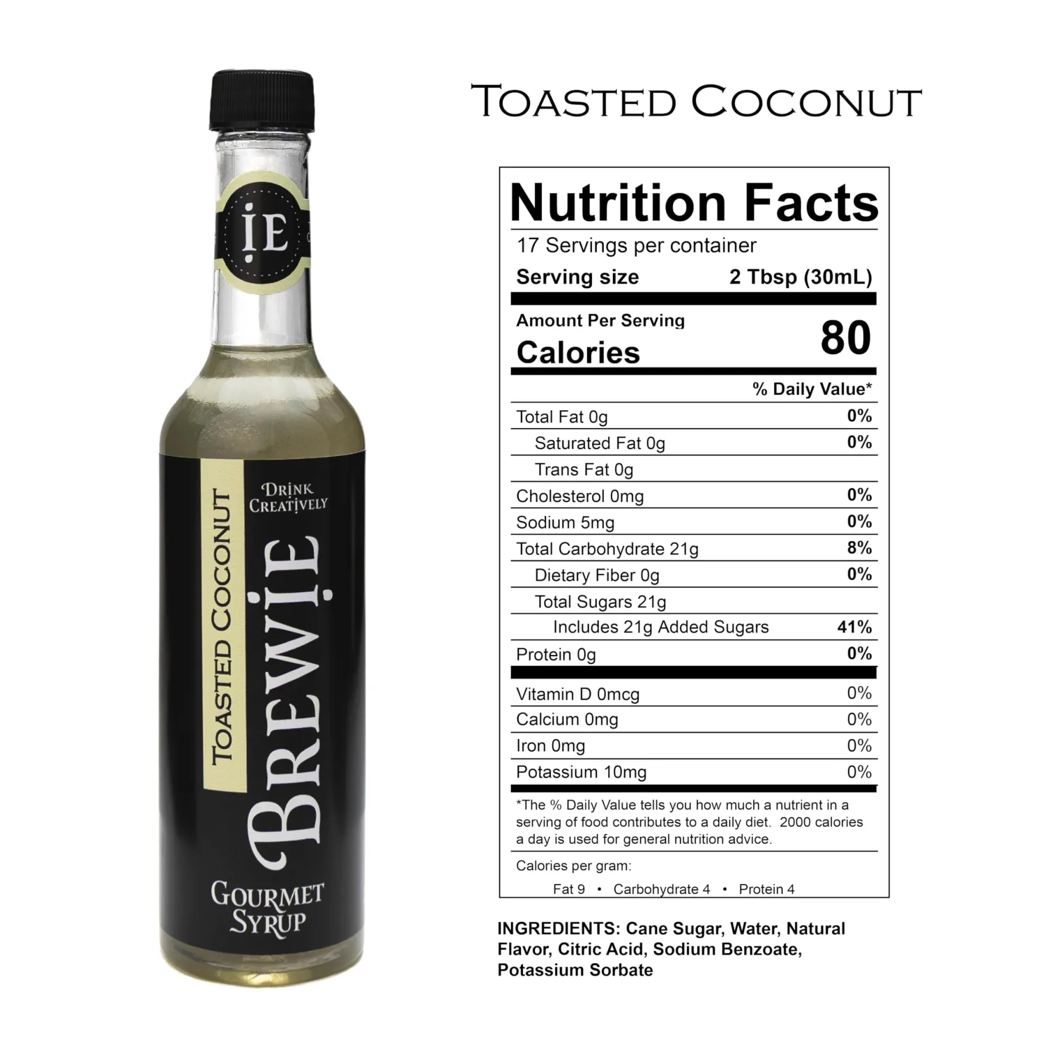 BREWIE Toasted Coconut Gourmet Syrup (Pint, 17 Servings)