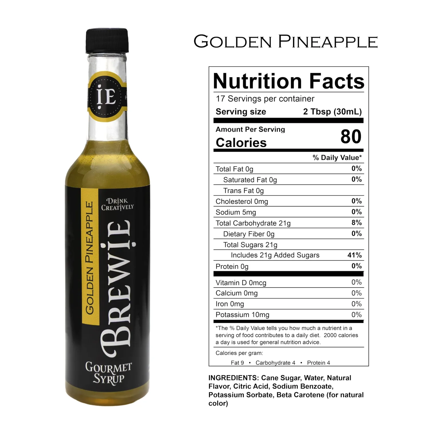BREWIE Golden Pineapple Gourmet Syrup (Pint, 17 Servings)