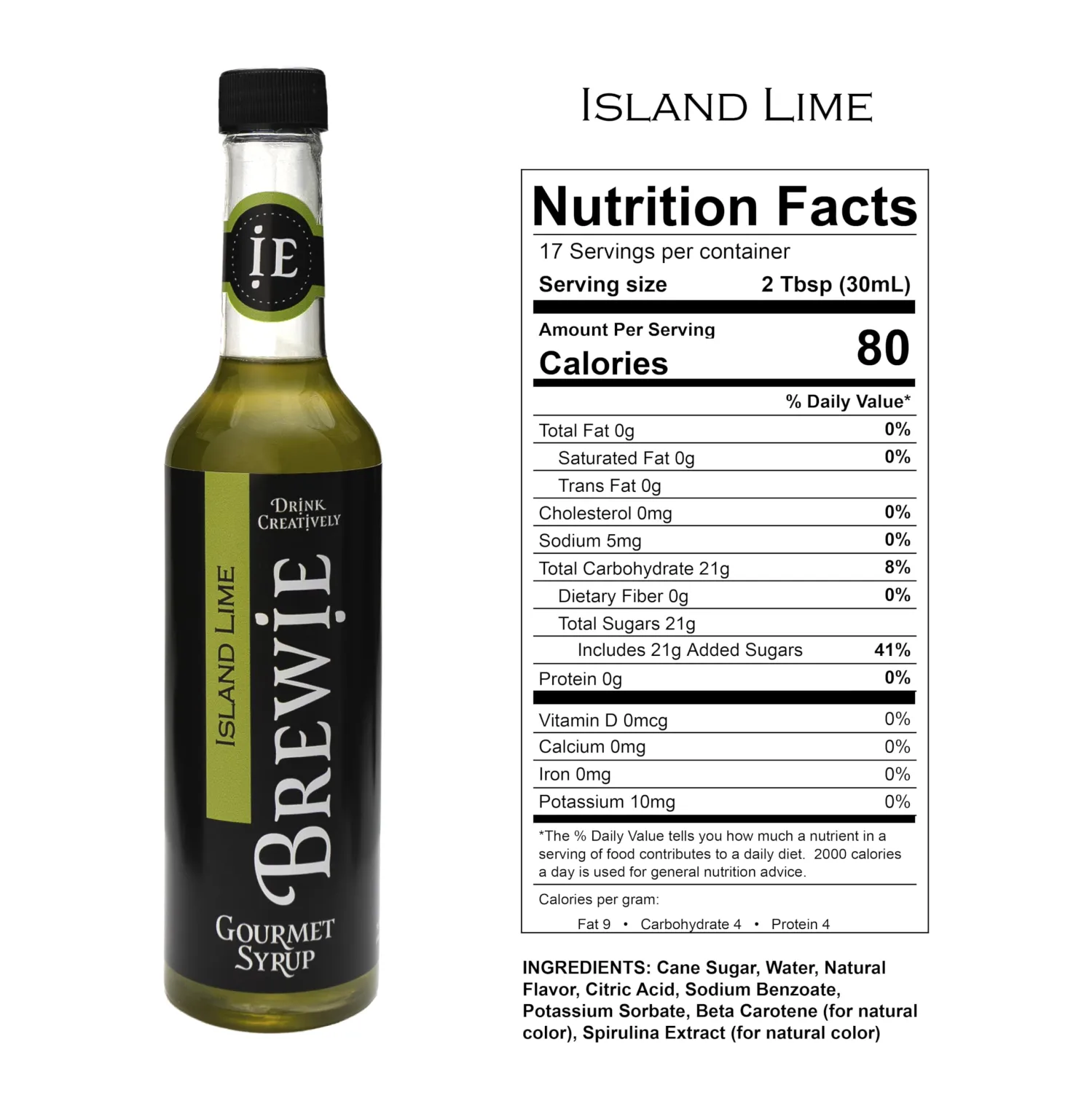 BREWIE Island Lime Gourmet Syrup (Pint, 17 Servings)