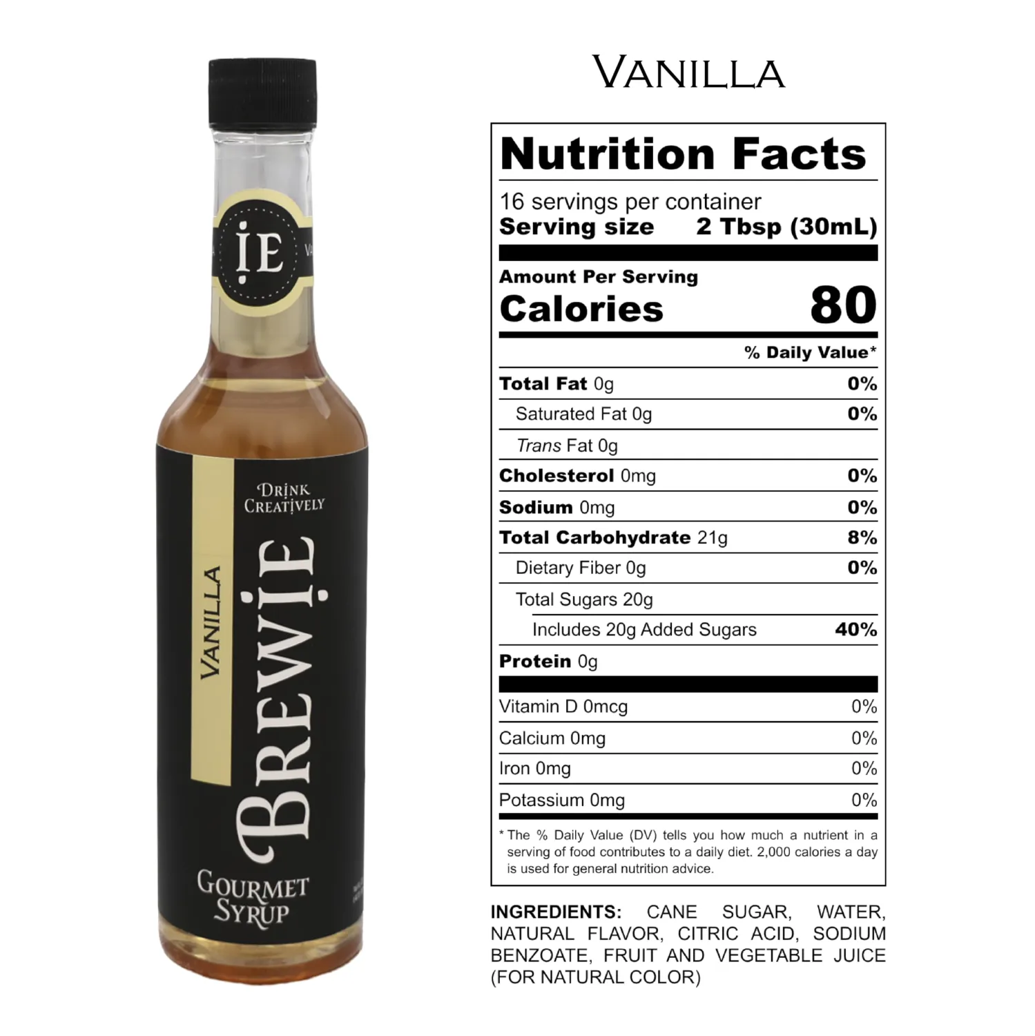 BREWIE Vanilla Gourmet Syrup (Pint, 17 Servings)