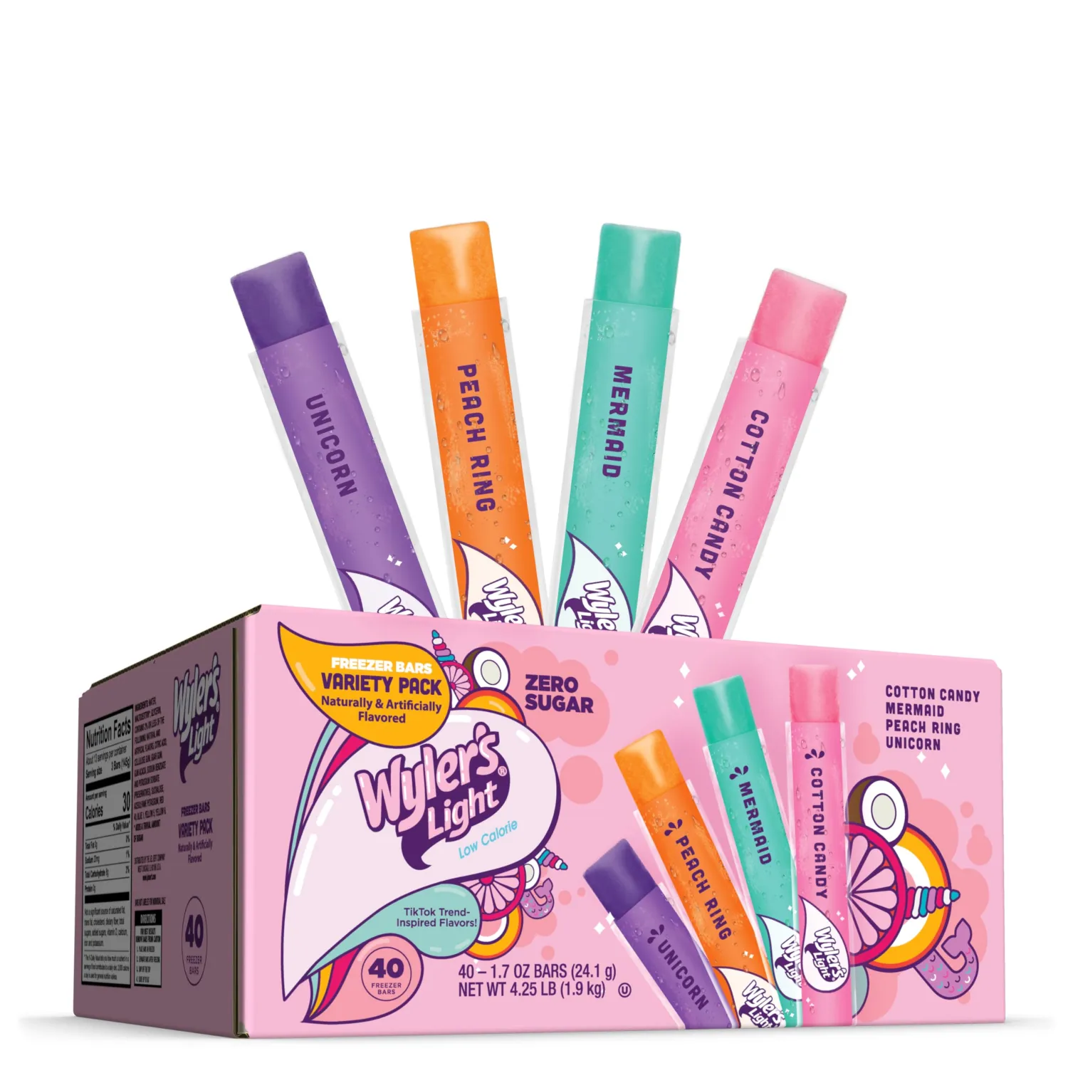 Wyler's Light Watertok Sugar Free Freeze Pops, Variety Pack, 40 Count