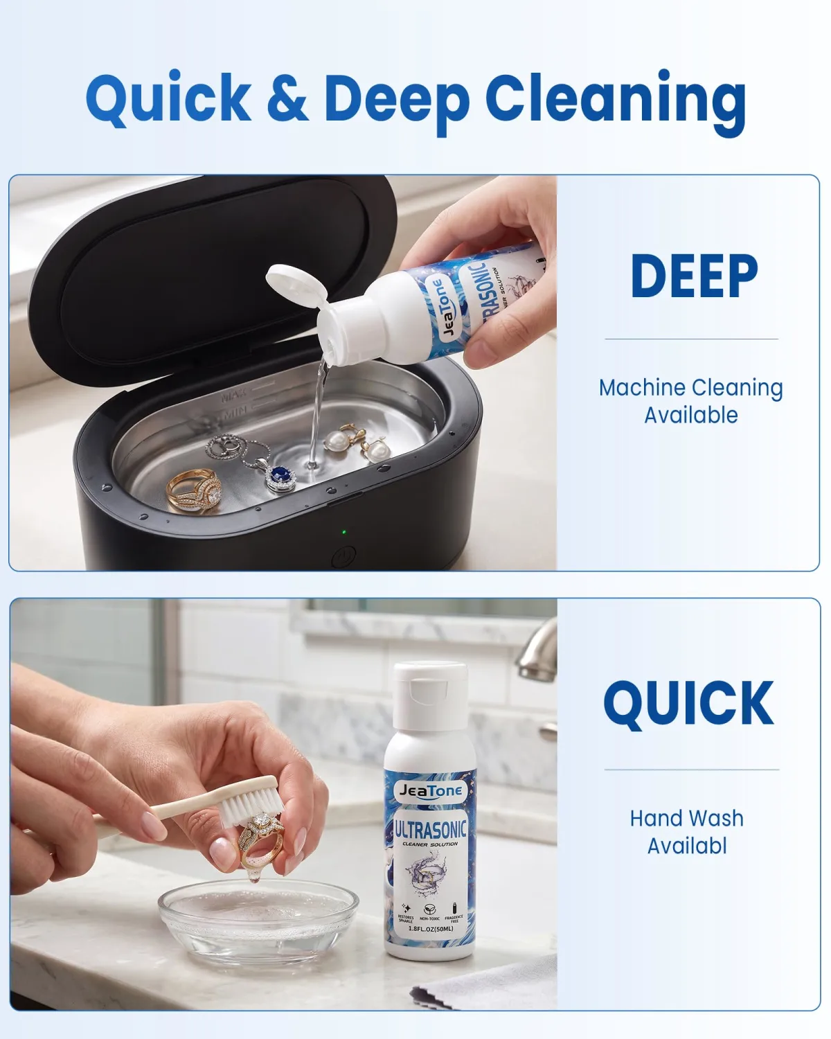 Ultrasonic Jewelry Cleaner Solution, 1.8 Oz by JeaTone
