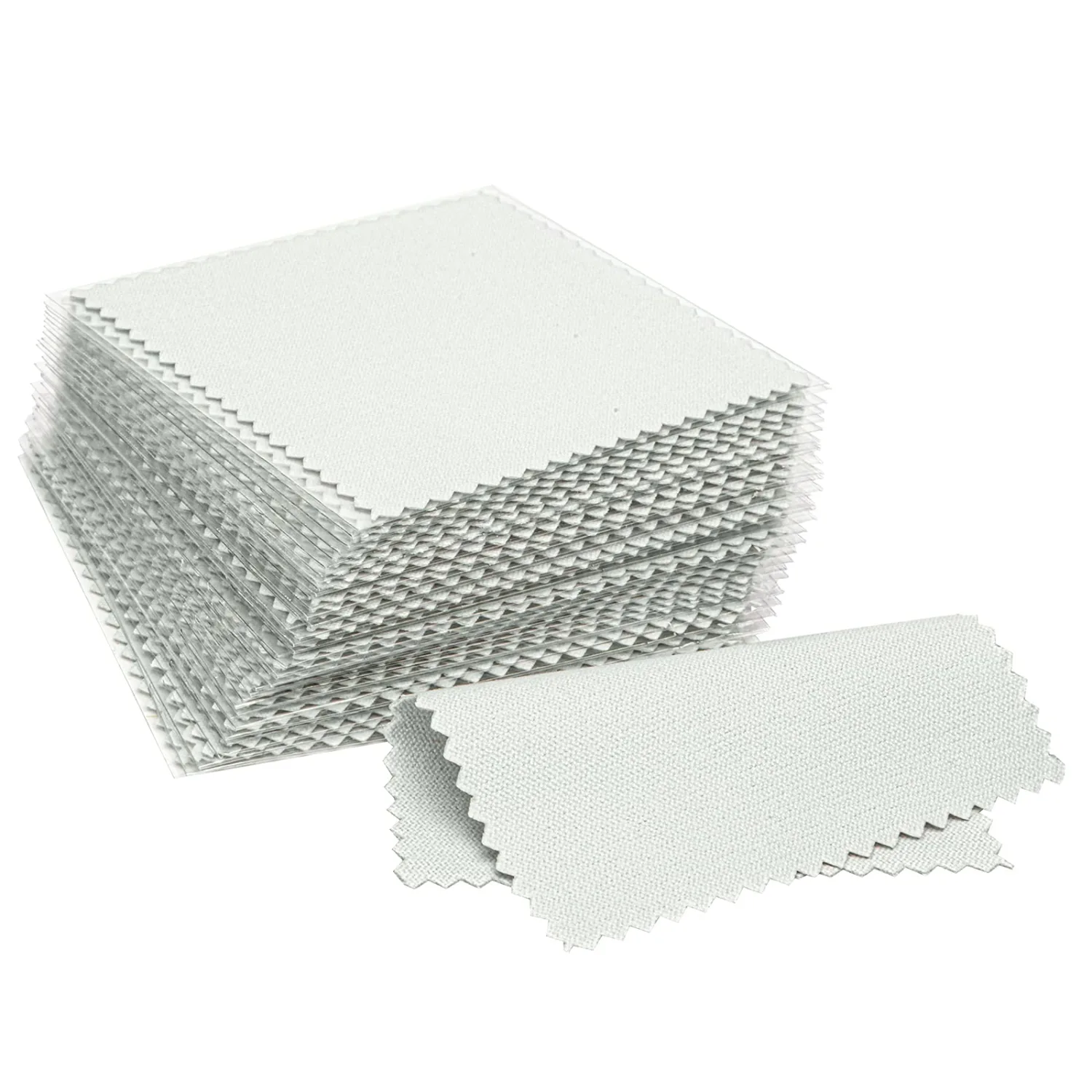 CATIFLIN 100pcs Jewelry Cleaning Cloth, Silver Polishing Cloth Individually Wrapped, Small Jewelry Polishing Cloth for Sterling Silver, Gold, Platinum and More (Light Gray, 3.15" x 3.15")