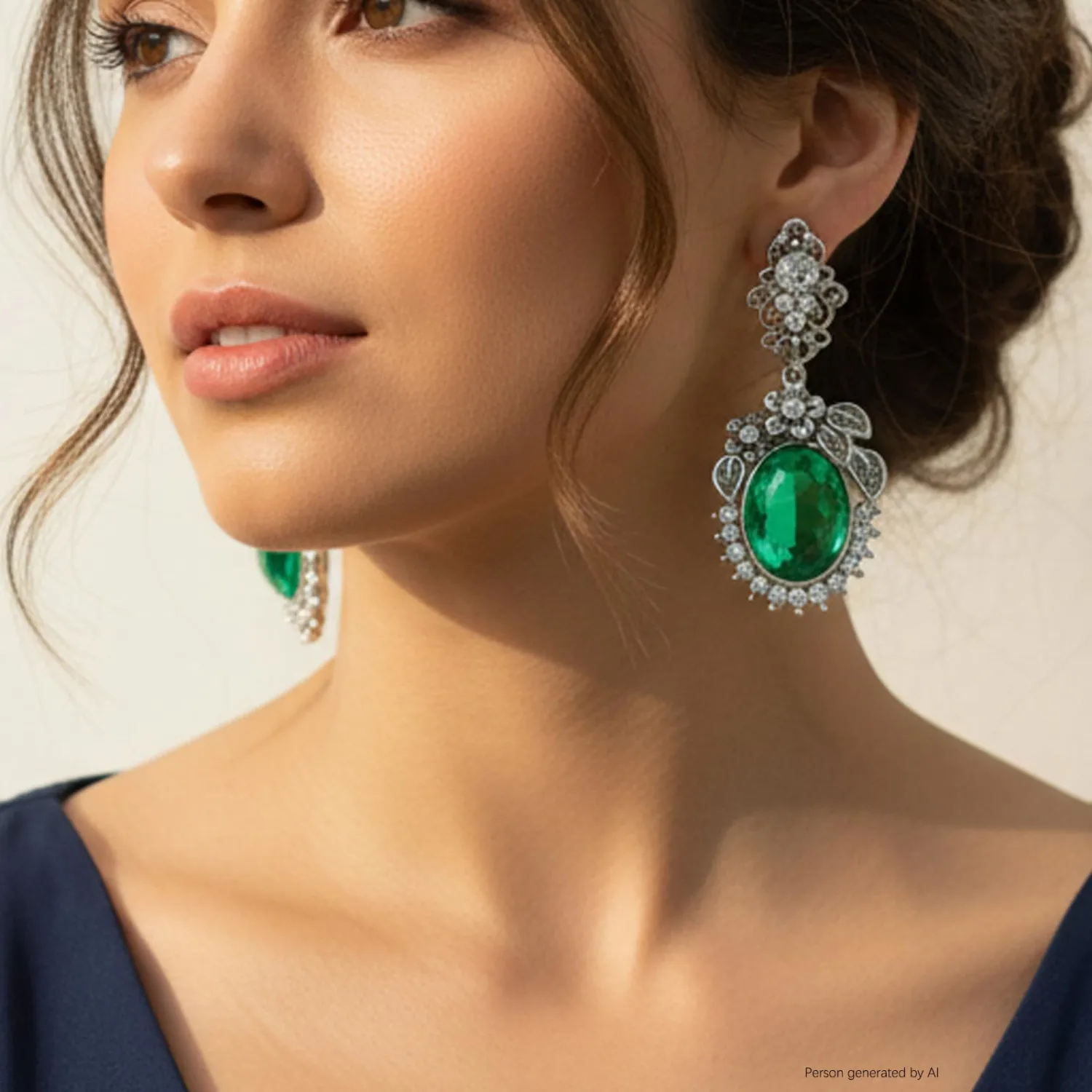 RITIM Emerald Vintage Drop Earrings for Women, Elegant Crystal Dangle Earrings, Victorian Estate Jewelry for Wedding, Party, for Her