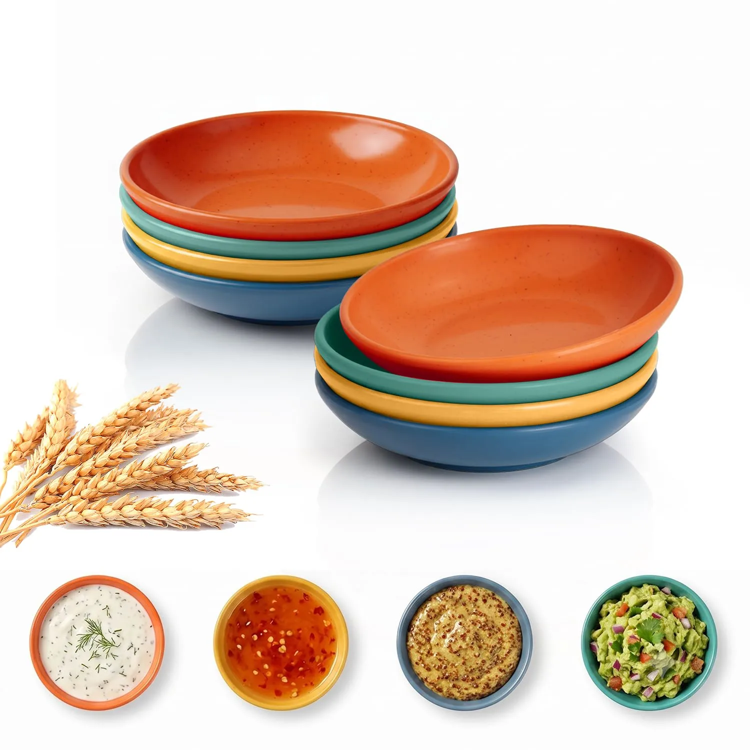 PYRMONT Wheat Straw Colorful Bowls 2 Oz Dipping Bowls for Ketchup(8pcs)