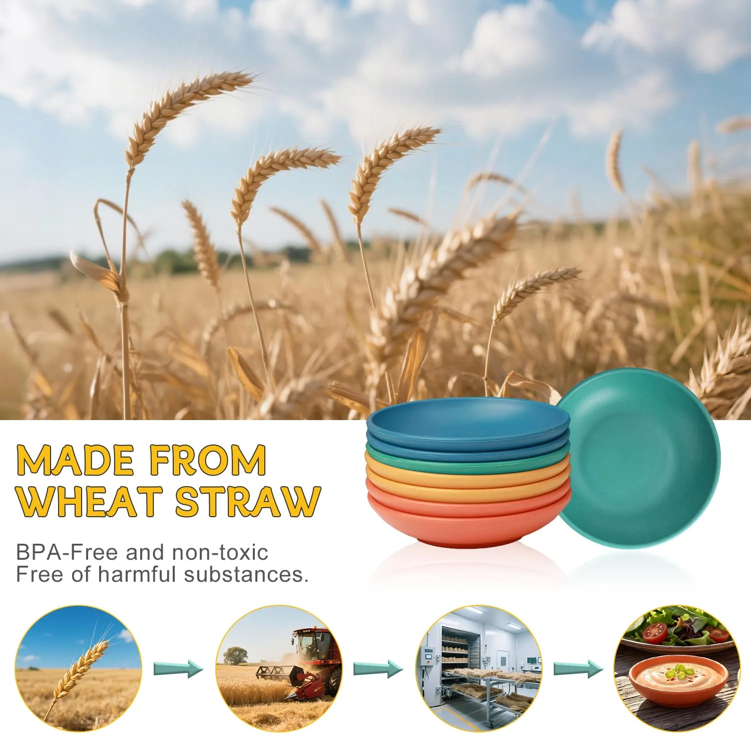 PYRMONT Wheat Straw Colorful Bowls 2 Oz Dipping Bowls for Ketchup(8pcs)