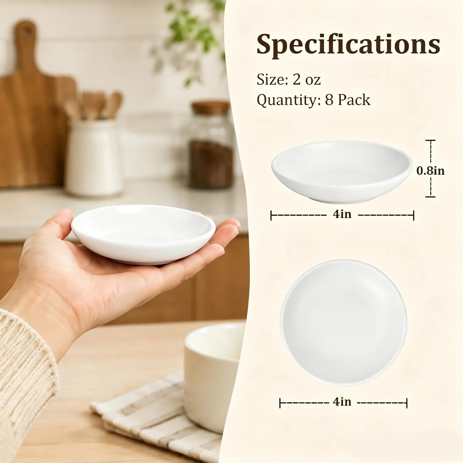 PYRMONT Wheat Straw Dipping Bowls 2 Oz Small White Bowls Set of 8 for Chips