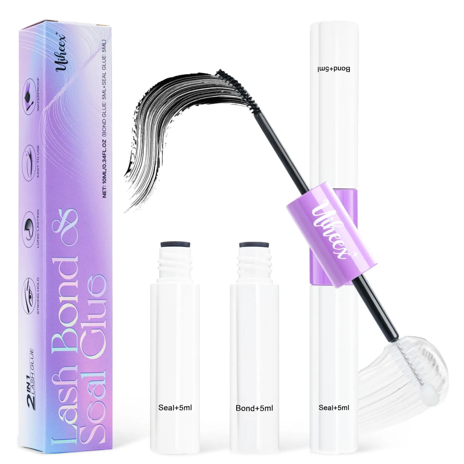 Lash Cluster Glue, Bond and Seal Lash Glue for Eyelash Clusters, Lash Bond and Seal Waterproof with Long-Lasting & Strong Hold for DIY, Easy to Apply & Remove, 10ml