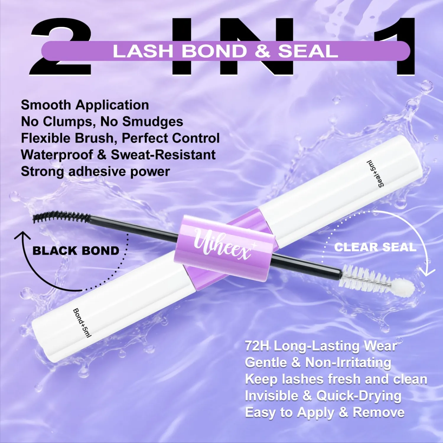 Lash Cluster Glue, Bond and Seal Lash Glue for Eyelash Clusters, Lash Bond and Seal Waterproof with Long-Lasting & Strong Hold for DIY, Easy to Apply & Remove, 10ml