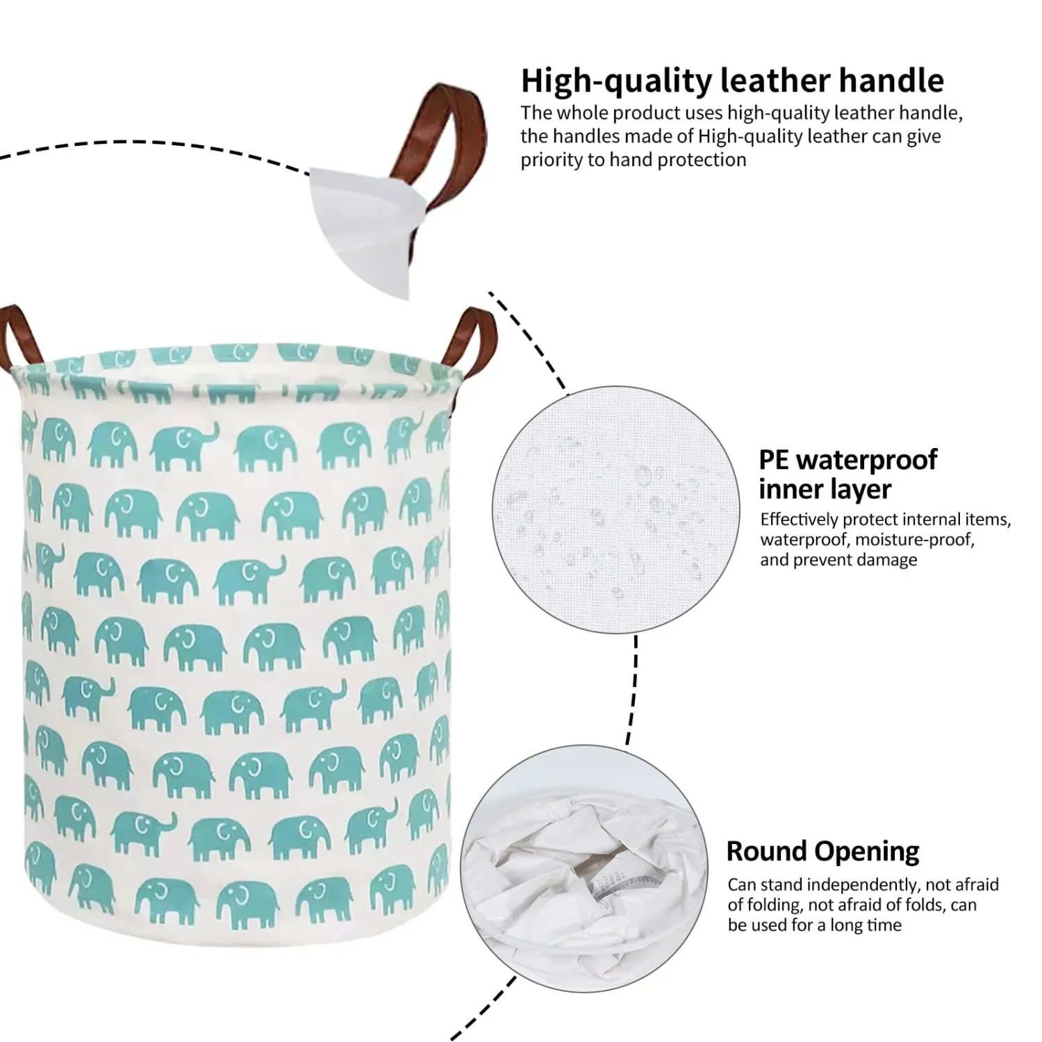 Collapsible Laundry Basket in Bedroom Waterproof Laundry Hamper in Bathroom Large Laundry Bag in College Dormitory Cloakroom Livingroom Nursery Organizer Toy Bin