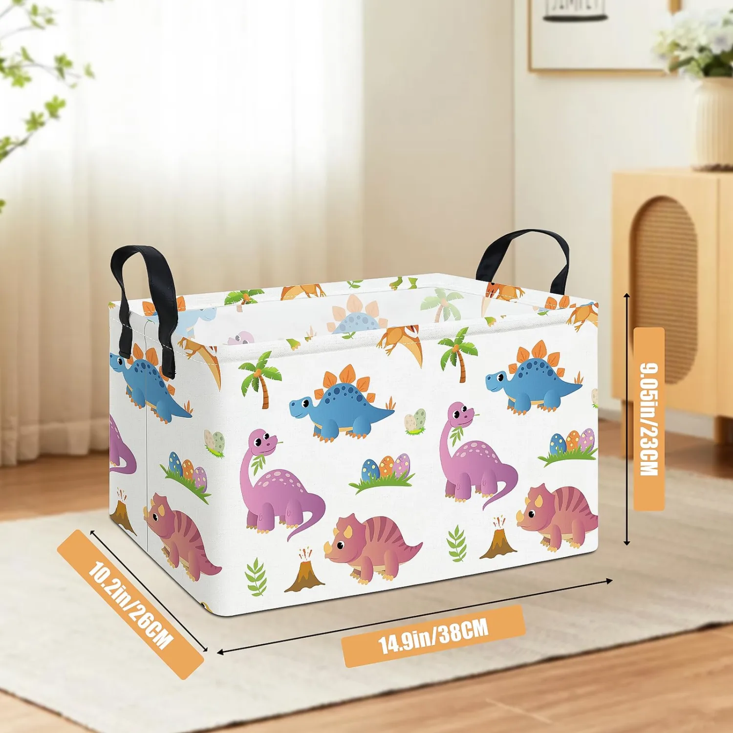 Rectangular Collapsible Cute Dinosaur Storage Basket Toy Organizer