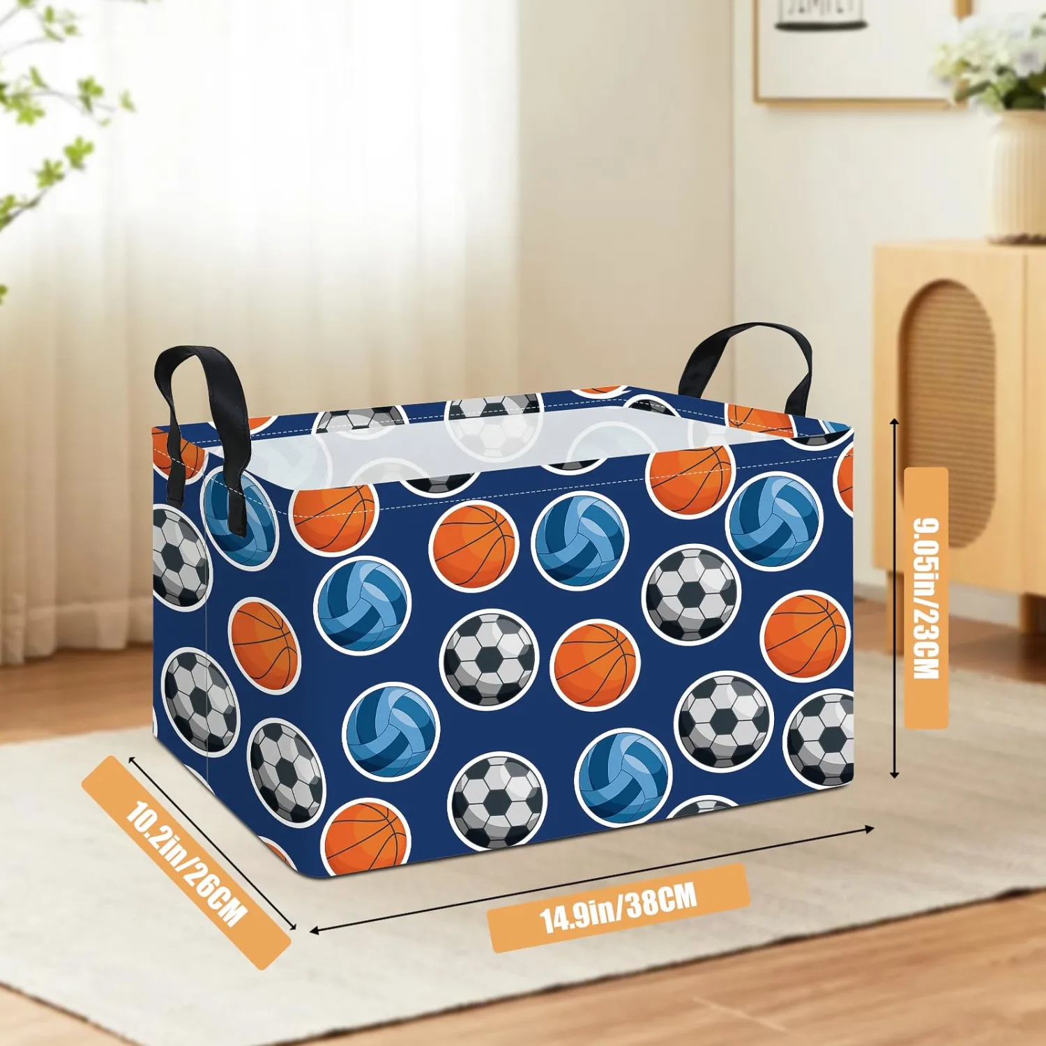 Rectangular Collapsible Storage Basket Nursery Toy Organizer Ball Sports
