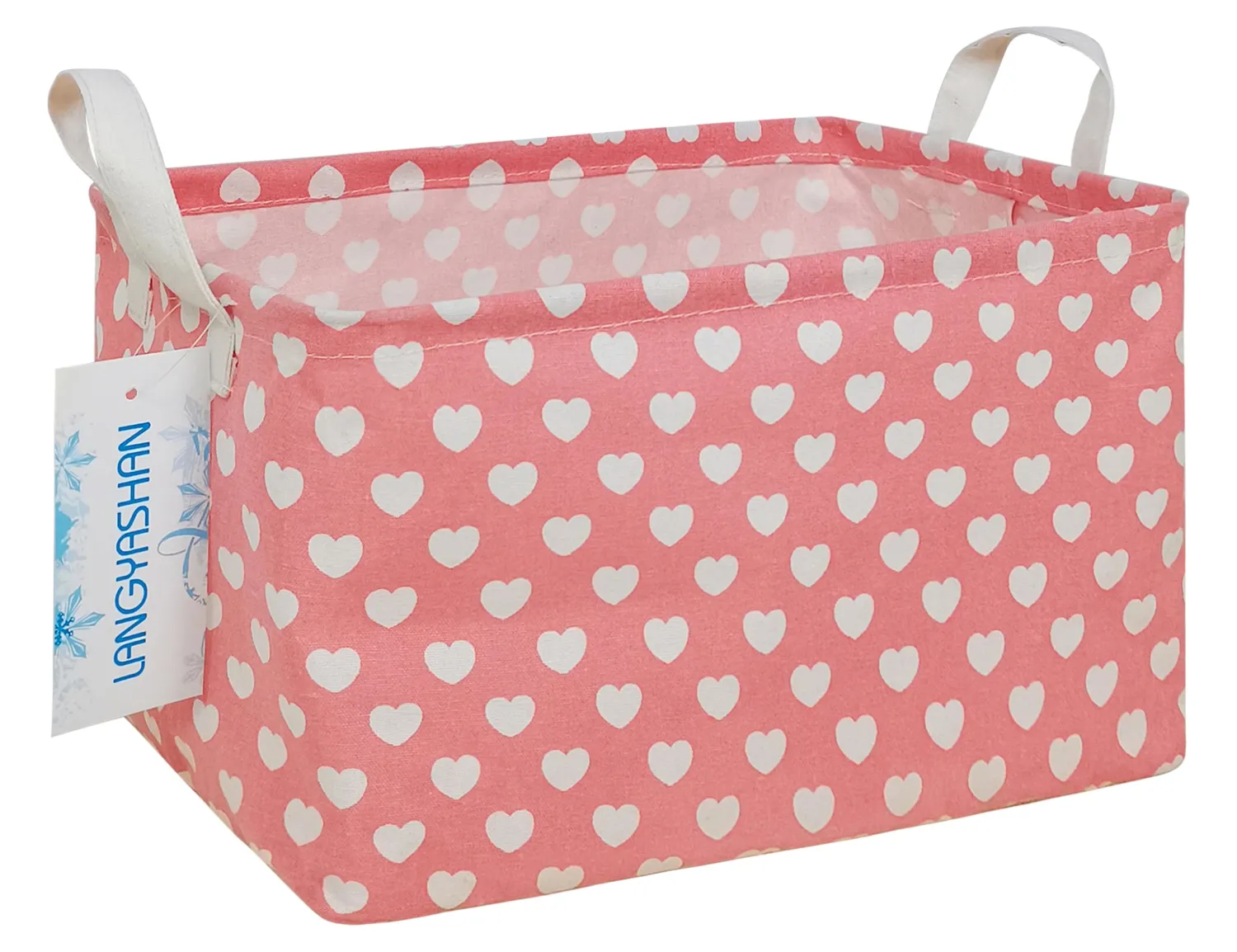Rectangular Collapsible Storage Basket Nursery Organizer Pink Heart
