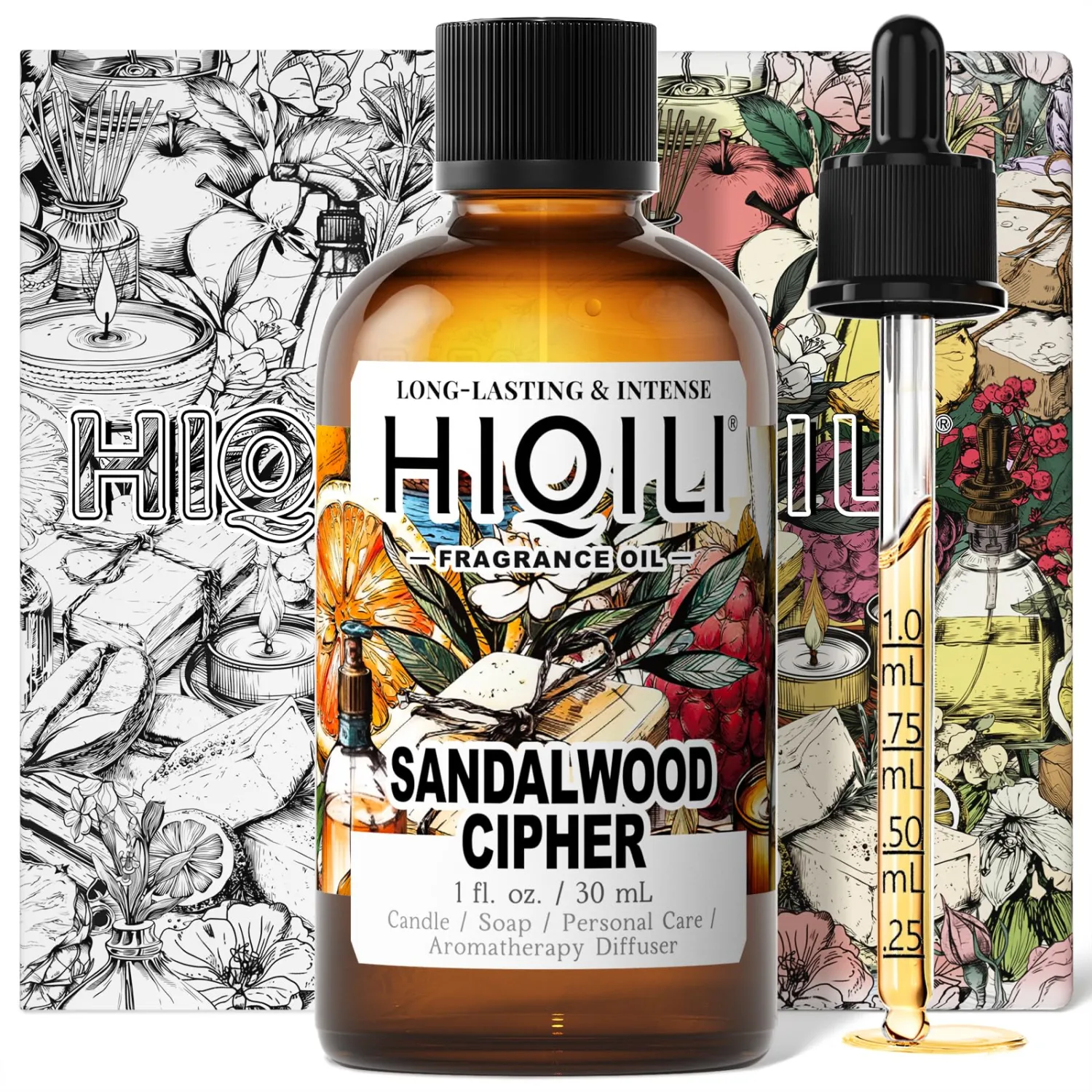 HIQILI Sandalwood Cipher Fragrance Oil for Diffuser,Perfume&Body Oil Craft