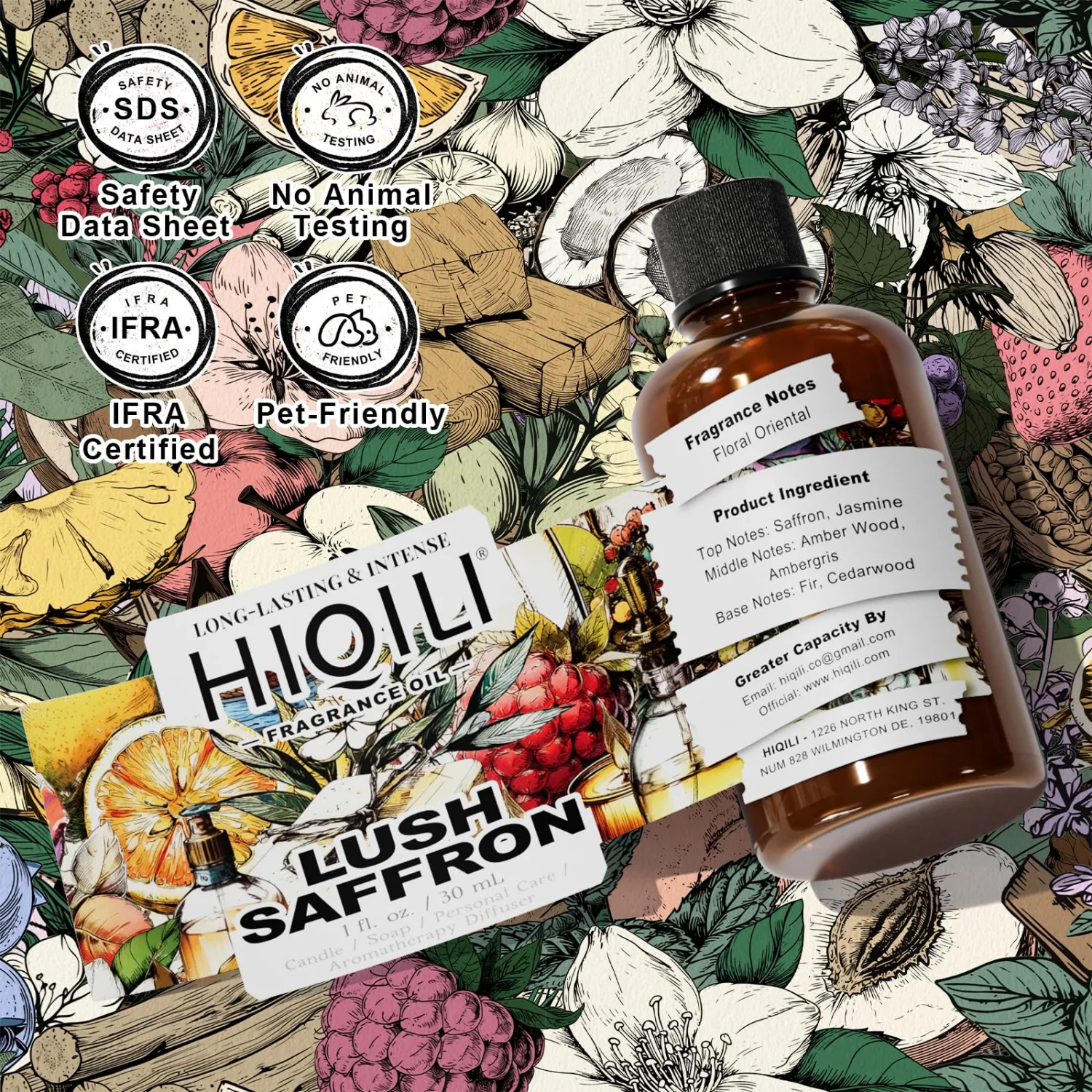 HIQILI Lush Saffron Fragrance Oil for Diffuser,Candle,Soap Making-1 FL Oz