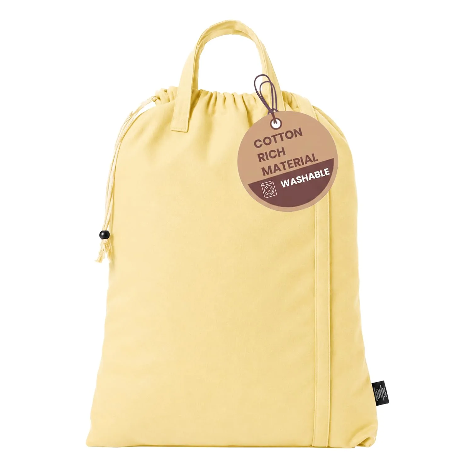 LFH Home Cotton Rich Large Premium Canvas Laundry Bag, Heavy Duty Washable Laundry Hamper with Drawstring & Handles, Multi-Use Clothes Storage for Home, Travel & College, 24"x36" - Sandal Yellow