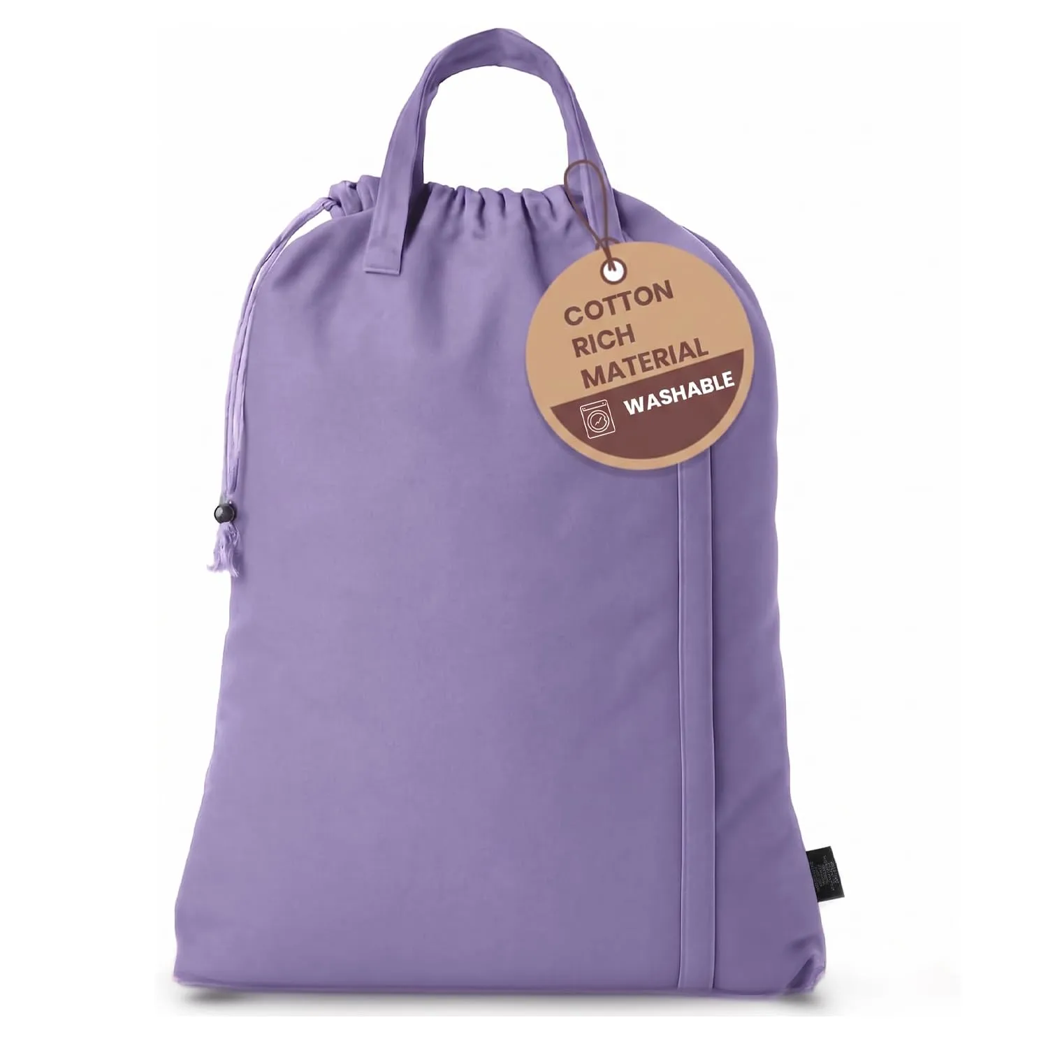 LFH Home Cotton Rich Large Premium Canvas Laundry Bag, Heavy Duty Washable Laundry Hamper with Drawstring & Handles, Multi-Use Clothes Storage for Home, Travel & College 20"x30" (Pack of 1) - Lavender