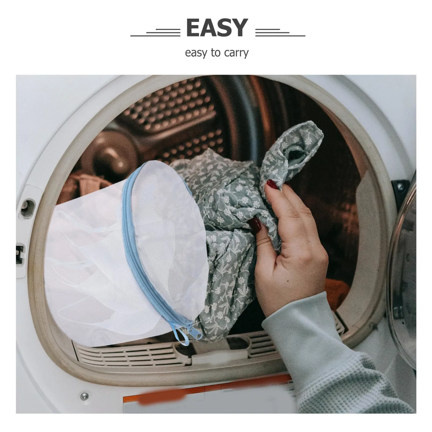 3pcs Blue Mesh Laundry Wash Bag with Sturdy Zipper, 16x16x3 CM