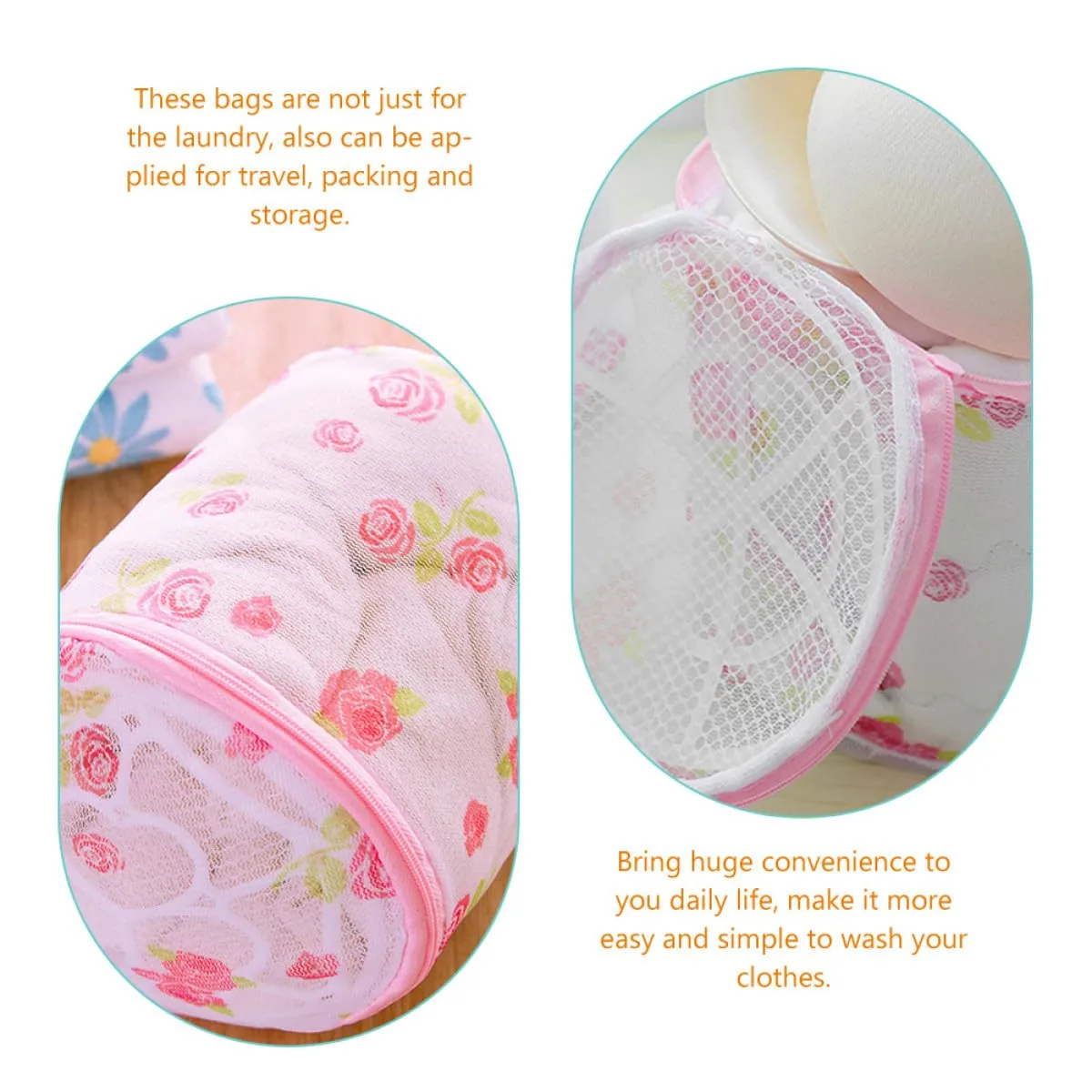 4pcs Mesh Intimates Laundry Bags with Strong Zipper