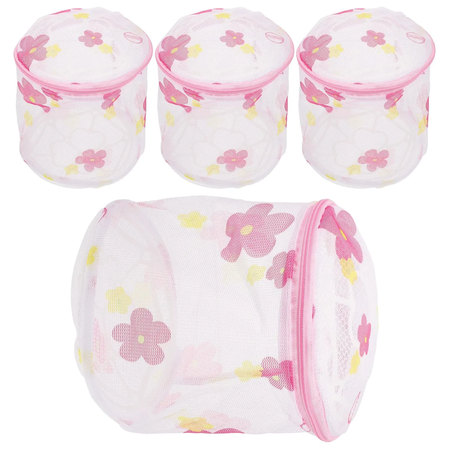 4 Pack Mesh Bra Laundry Bags with Zipper for Delicates