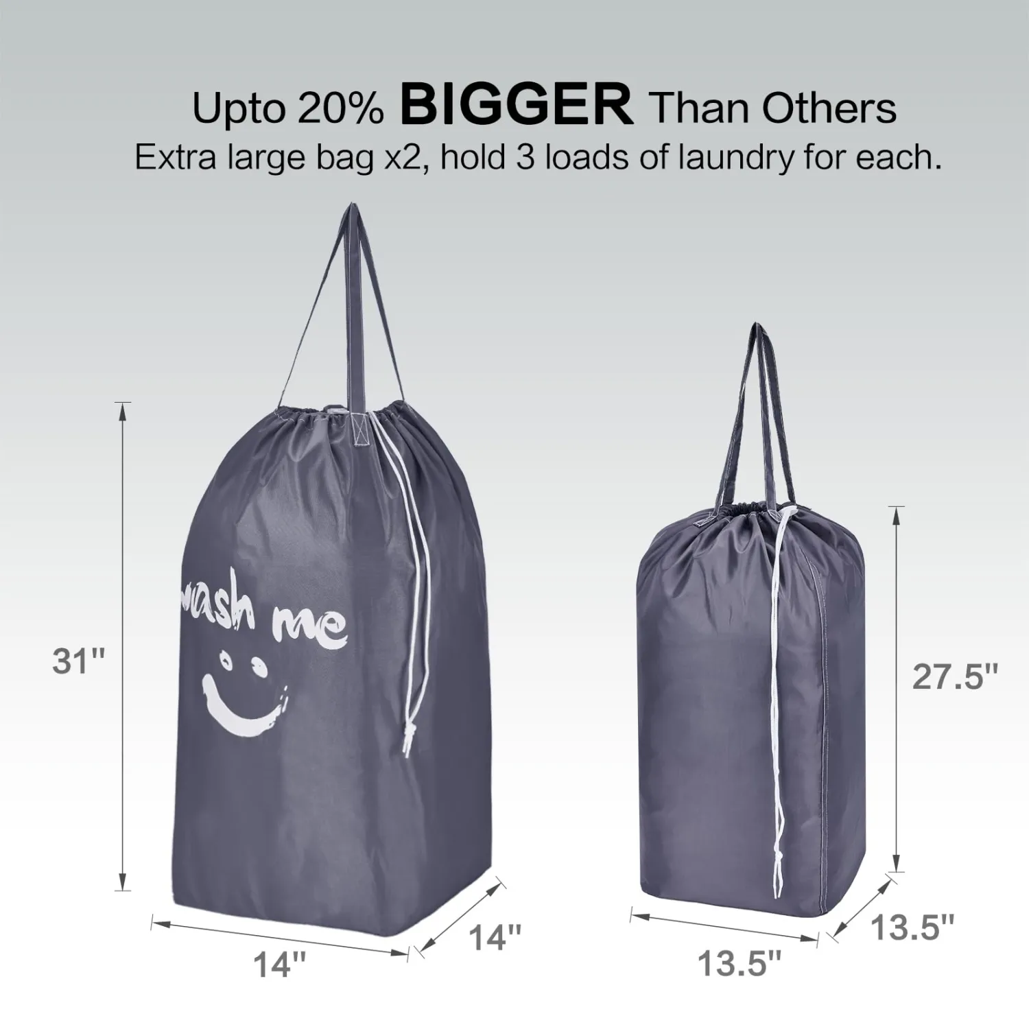 HOMEST 2 Pack Wash Me Travel Laundry Bag with Handles