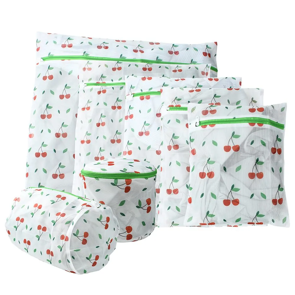 Craftdady 7 Pack Mesh Laundry Bags for Delicates Cherry Zippered Wash Bags