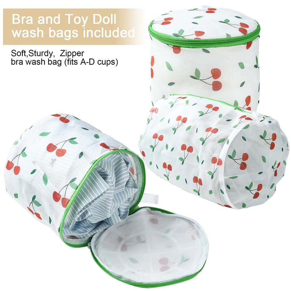 Craftdady 7 Pack Mesh Laundry Bags for Delicates Cherry Zippered Wash Bags