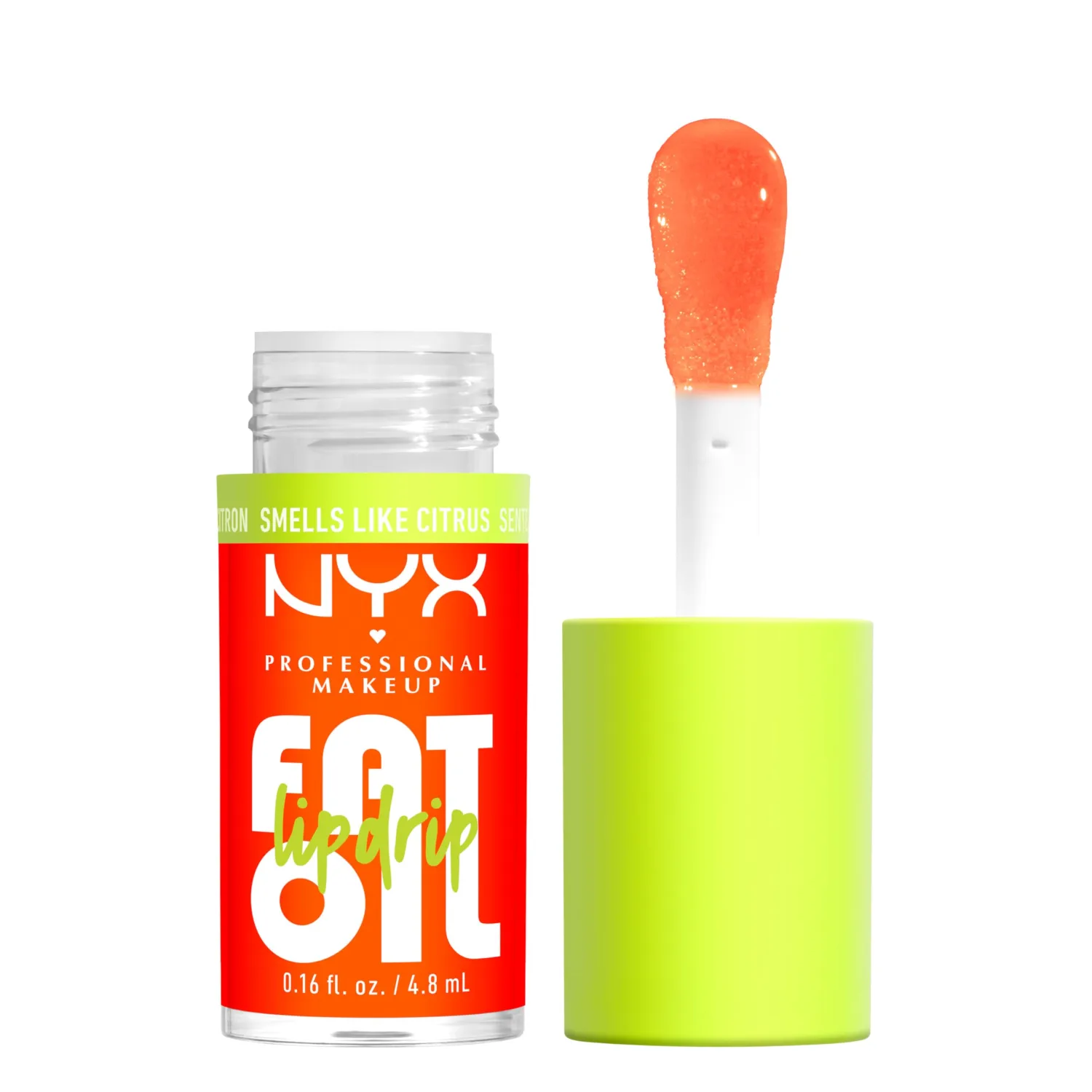 NYX PROFESSIONAL MAKEUP Fat Oil Lip Drip, Moisturizing Lip Oil Gloss, Tinted Formula & Up to 12 HR Hydration, Vegan & Cruelty-Free - Juicy Boo (Radiant Orange)