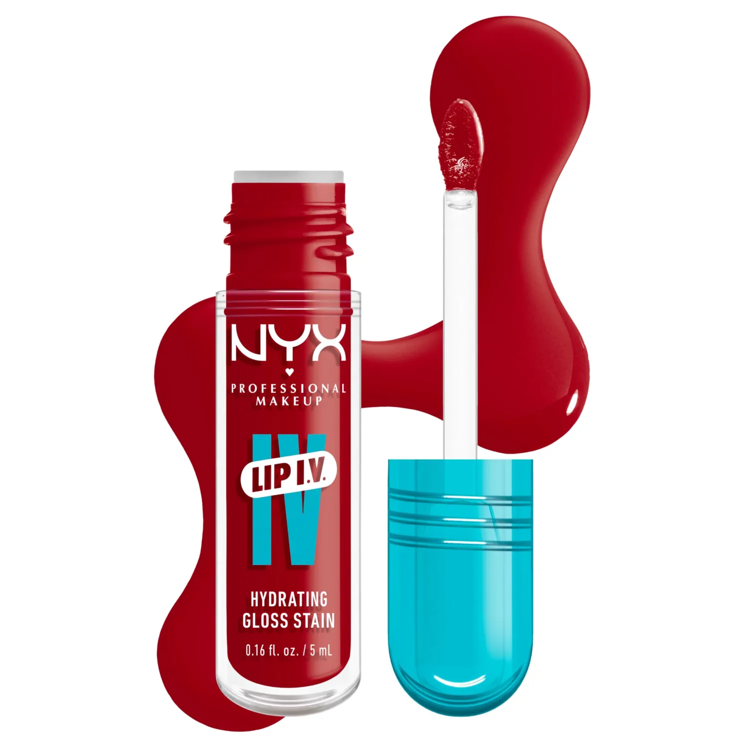 NYX PROFESSIONAL MAKEUP Lip IV Hydrating Glossy Lip Stain, Long-Lasting, Tinted, Vegan Formula with 12 HR Hydration - Cherry Drenched (Red)