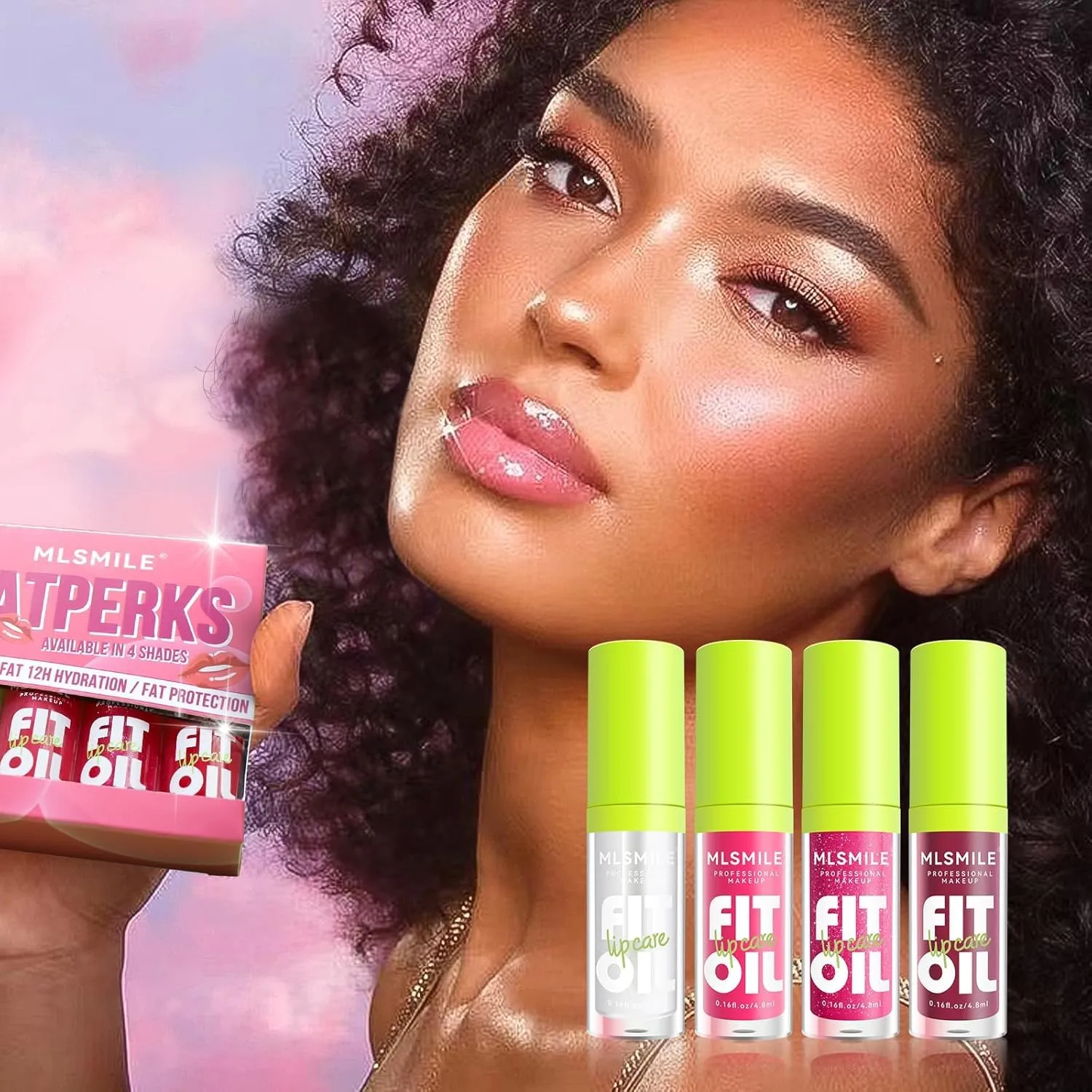 4 Colors Fat Lip Oil Lip Glaze Set, Tinted Gloss Lip Gloss Oil
