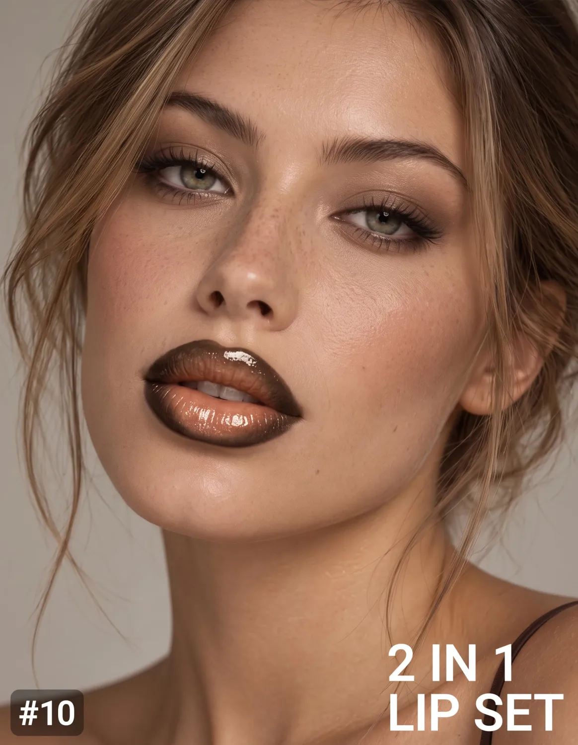 2-in-1 Lip Liner and Lipstick Combo, Matte Lip Liner & Gloss Lipstick, 10
