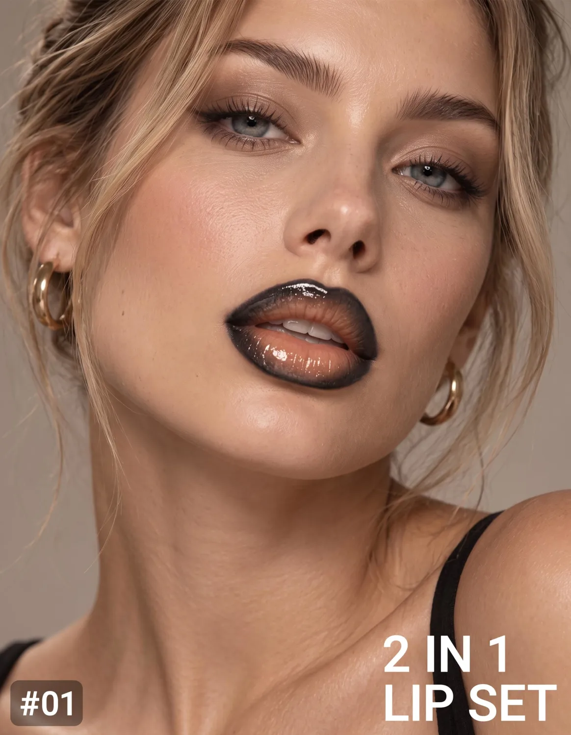 2-in-1 Lip Liner and Lipstick Combo, Matte Lip Liner & Gloss Lipstick, 01