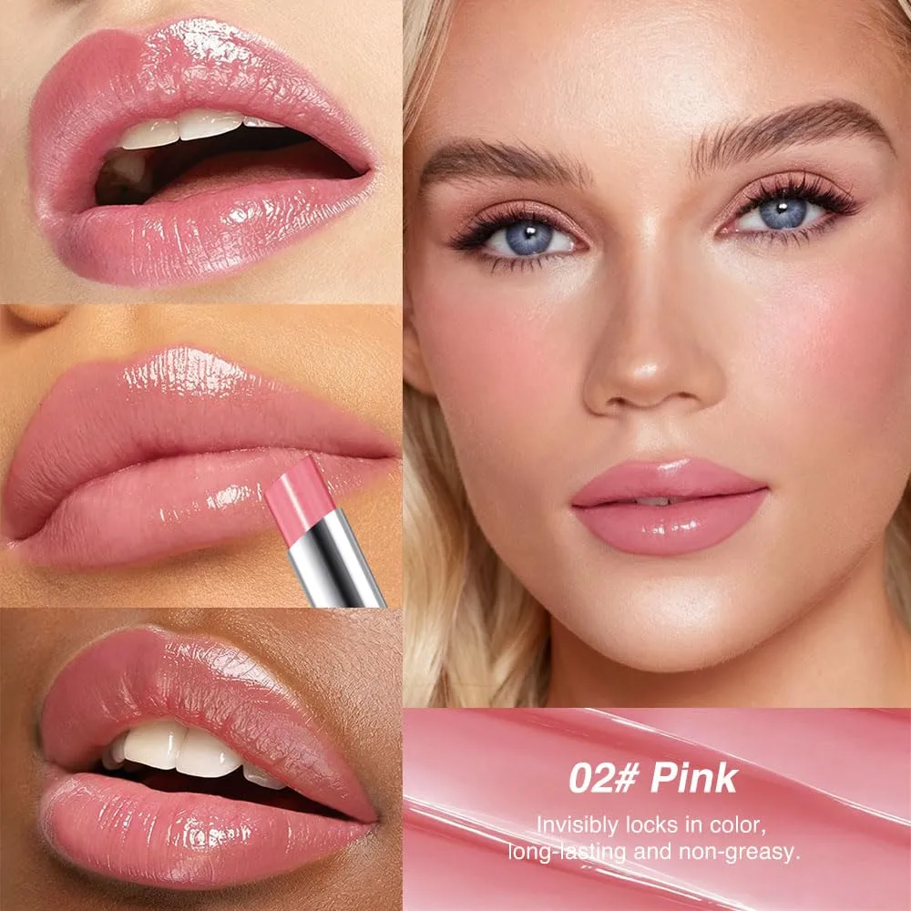 Deep Berry & Dusty Pink Honey Tinted Lip Balm for Women, Hydrating Lip Oil Stick Lip Gloss Lipstick for Mature Skin, Sheer Moisturizing Lip Tint Balm with Natural Shine, Vegan & Cruelty-Free