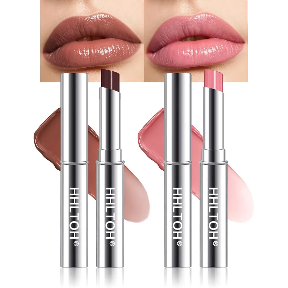 Deep Berry & Dusty Pink Honey Tinted Lip Balm for Women, Hydrating Lip Oil Stick Lip Gloss Lipstick for Mature Skin, Sheer Moisturizing Lip Tint Balm with Natural Shine, Vegan & Cruelty-Free