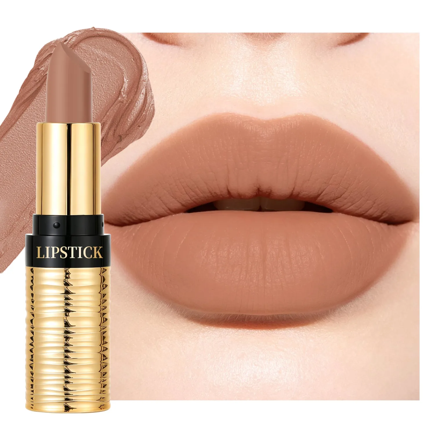 Matte Lipstick Long Lasting, Nude Brown Velvet Smooth Lipstick for Women