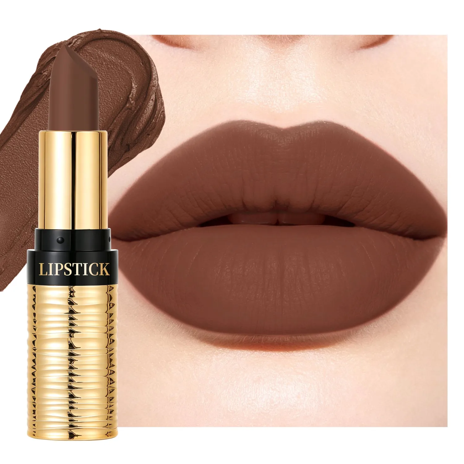 Matte Lipstick Long Lasting, Brown Velvet Smooth Lipstick for Women Makeup