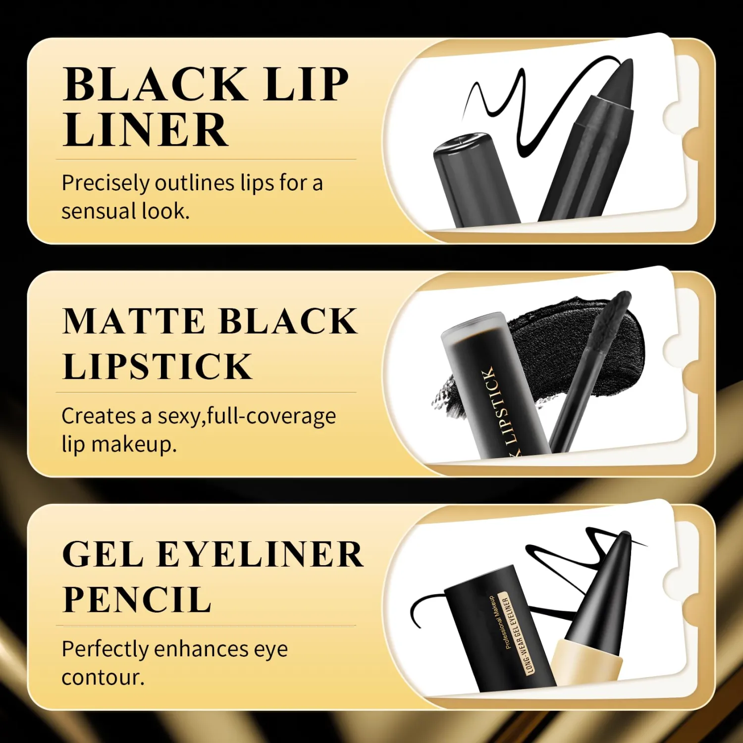 Black Lipstick Halloween Black Lip Liner Gel Eyeliner Pencil