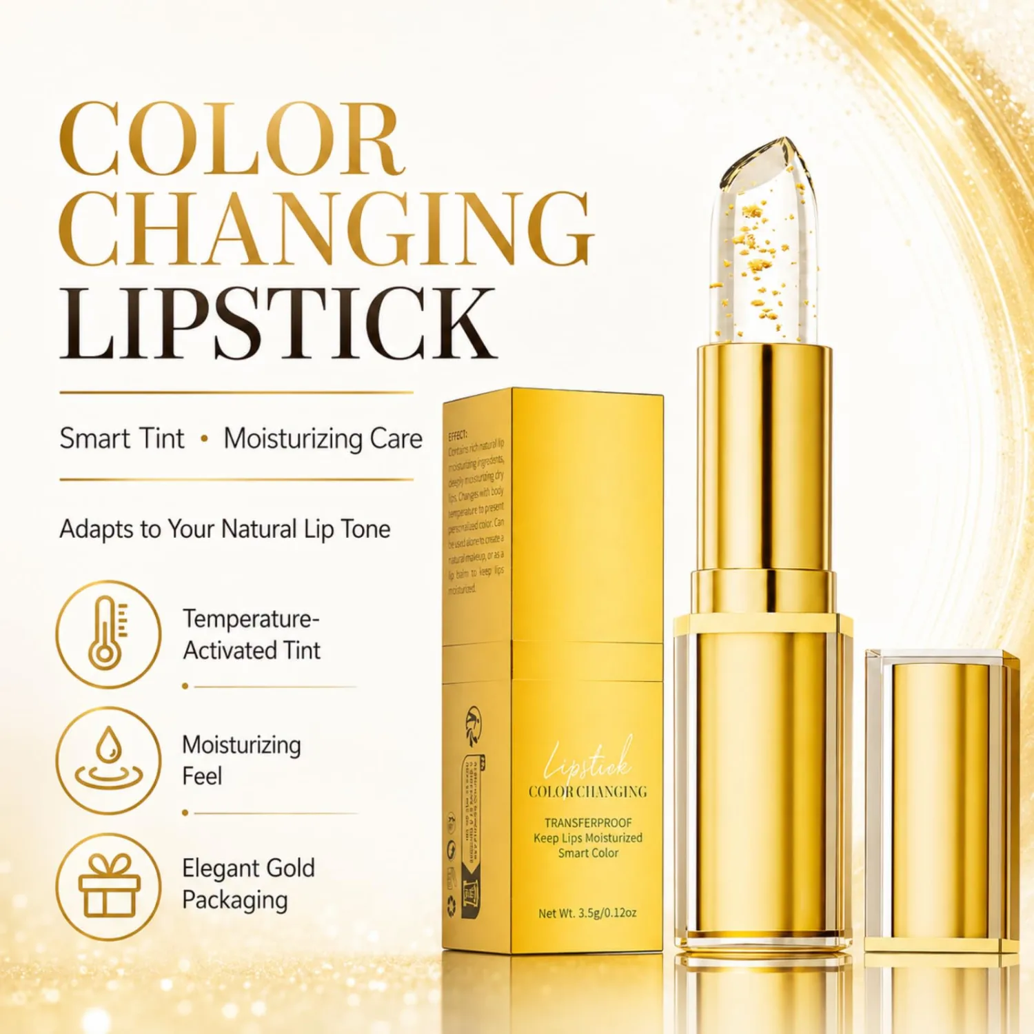 2PCS Color Changing Lipstick, Clear Lipstick That Changes Color