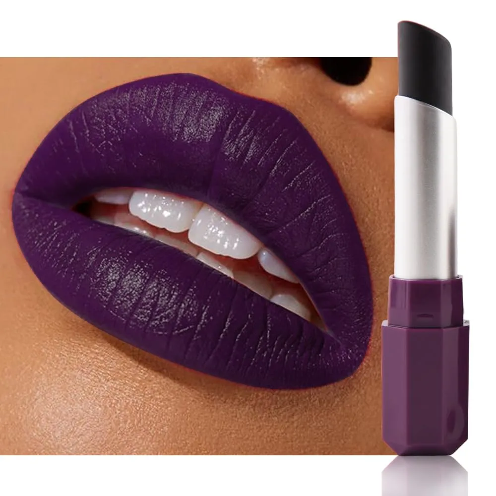 Kaely Dark Purple Matte Lipstick for Women, Pigmented Lip Gloss Stain Long Lasting Waterproof, Halloween Face & Body Paint Stick for Birthday Party Clown Goth Makeup, Vegan & Cruelty-Free 07