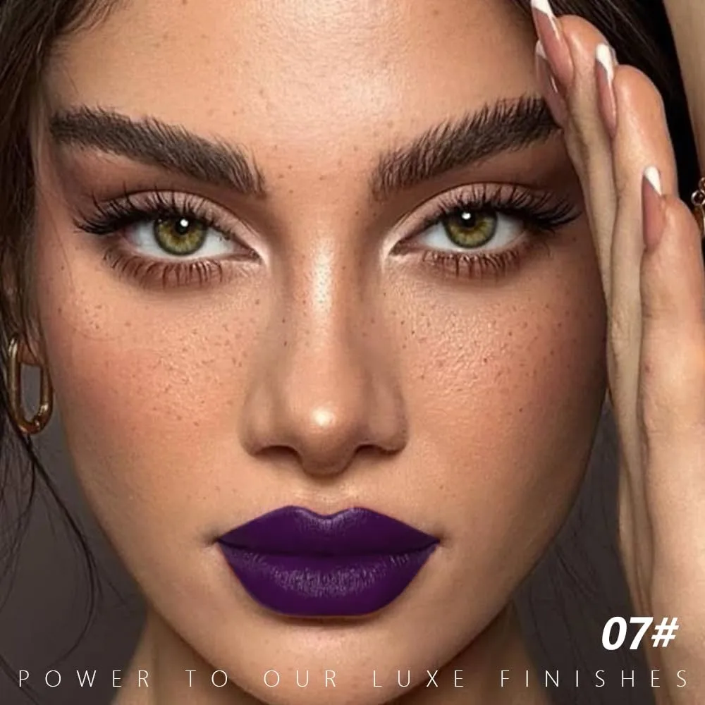 Kaely Dark Purple Matte Lipstick for Women, Pigmented Lip Gloss Stain Long Lasting Waterproof, Halloween Face & Body Paint Stick for Birthday Party Clown Goth Makeup, Vegan & Cruelty-Free 07