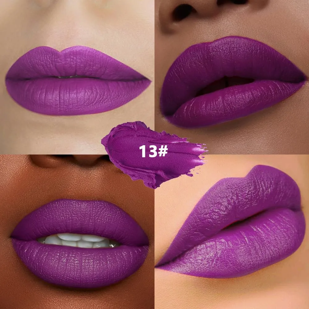 Kaely Vibrant Purple Matte Lipstick for Women, Pigmented Lip Gloss Stain Long Lasting Waterproof, Halloween Face & Body Paint Stick for Birthday Party Clown Goth Makeup, Vegan & Cruelty-Free 13