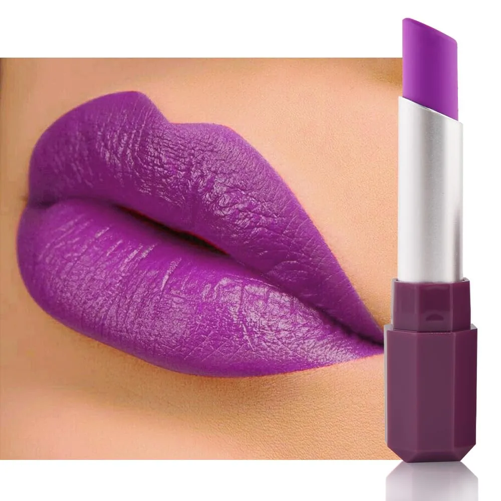 Kaely Vibrant Purple Matte Lipstick for Women, Pigmented Lip Gloss Stain Long Lasting Waterproof, Halloween Face & Body Paint Stick for Birthday Party Clown Goth Makeup, Vegan & Cruelty-Free 13