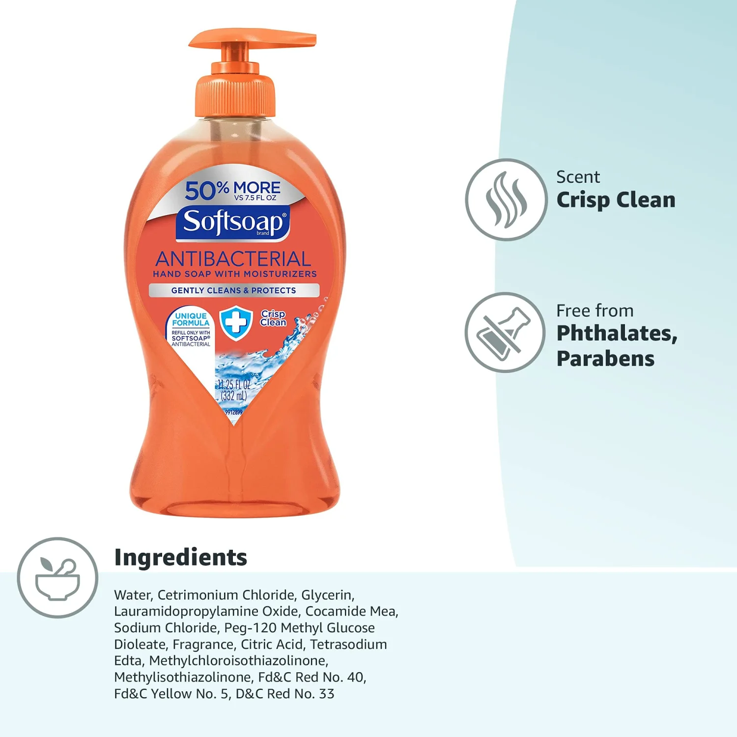 Softsoap Antibacterial Liquid Hand Soap Pump, Crisp Clean - 11.25 fluid ounce (Pack of 2)