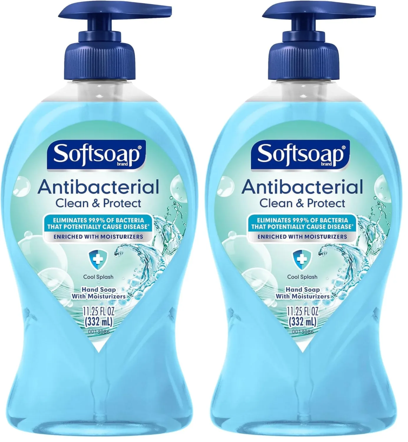 Softsoap Antibacterial Liquid Hand Soap Pump, Clean & Protect, Cool Splash - 11.25 Fl. Oz (Pack of 2)