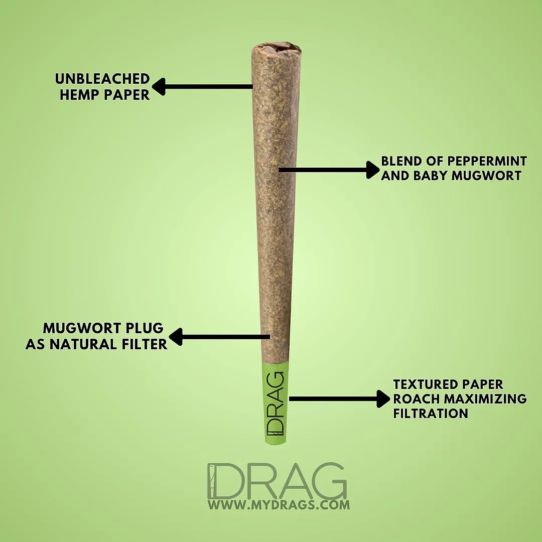 Drag-Mint | 100% Natural Herbal Joints, Tobacco-Free and Nicotine Free (Pack of 10)